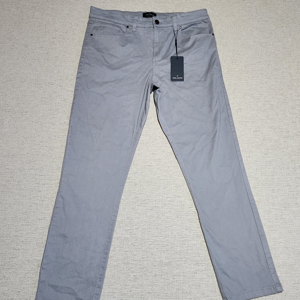 Daniel Hechter Paris Slim Fit Pants Mens 34x30 Grey Cotton Blend NWT